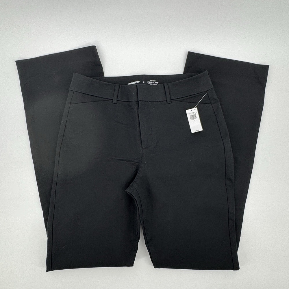 NWT Old Navy Pixie Flare Pants Womens 8 Black High Rise Stretch Career Work